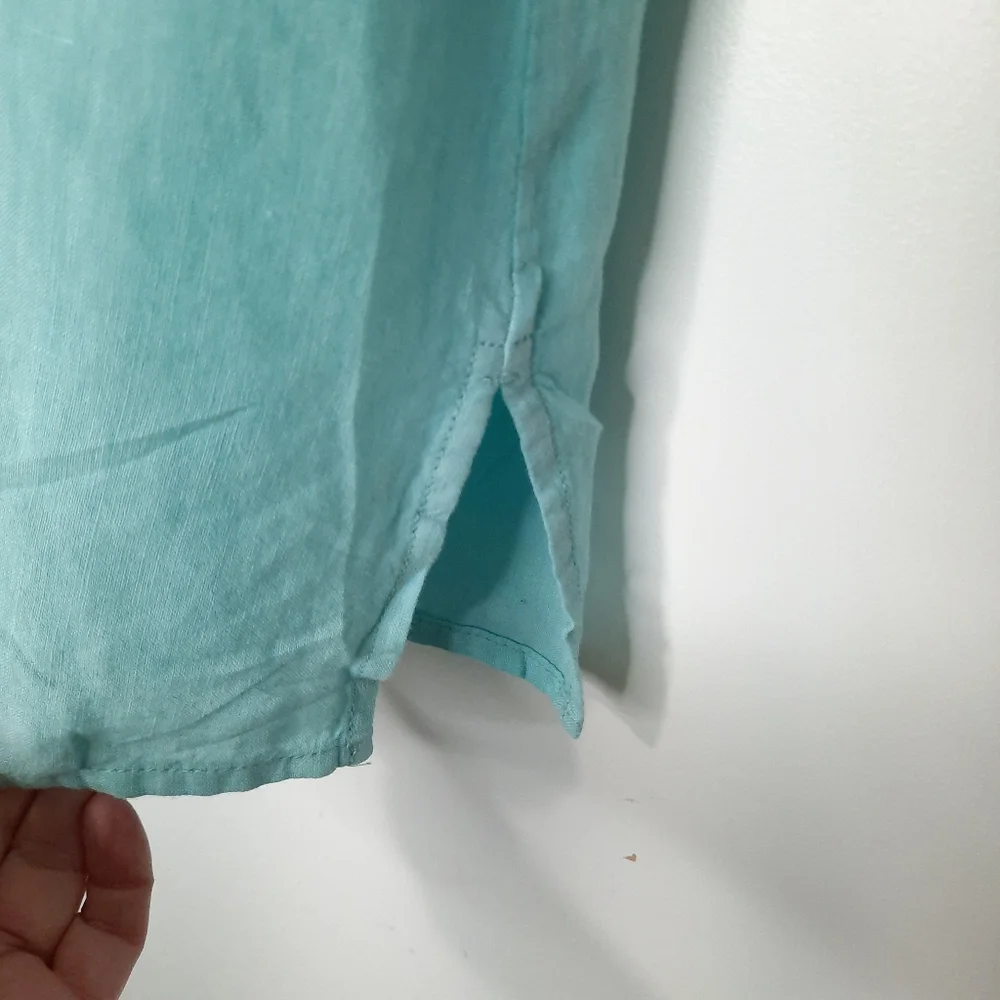 Eileen Fisher Hankerchief Linen Sleeveless Button Down Shirt Blouse Womens Small - Picture 7 of 11